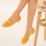 Almond-Toe Ballet Velvet Flats (Liora)