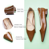 Crystal Chain Pointed Toe Flats (Aida) (SALE)