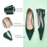 Crystal Chain Pointed Toe Flats (Aida) (SALE)