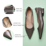 Crystal Chain Pointed Toe Flats (Aida) (SALE)