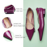 Crystal Chain Pointed Toe Flats (Aida) (SALE)