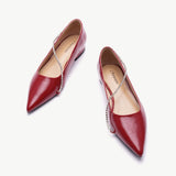 Crystal Chain Pointed Toe Flats (Aida) (SALE)