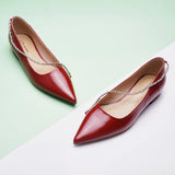 Crystal Chain Pointed Toe Flats (Aida) (SALE)
