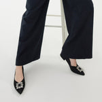 Black Glitter Embellished Tweed Flats, adding a touch of glamour to your ensemble