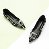 Crystal Buckle Tweed Flats (Aida)(SALE)