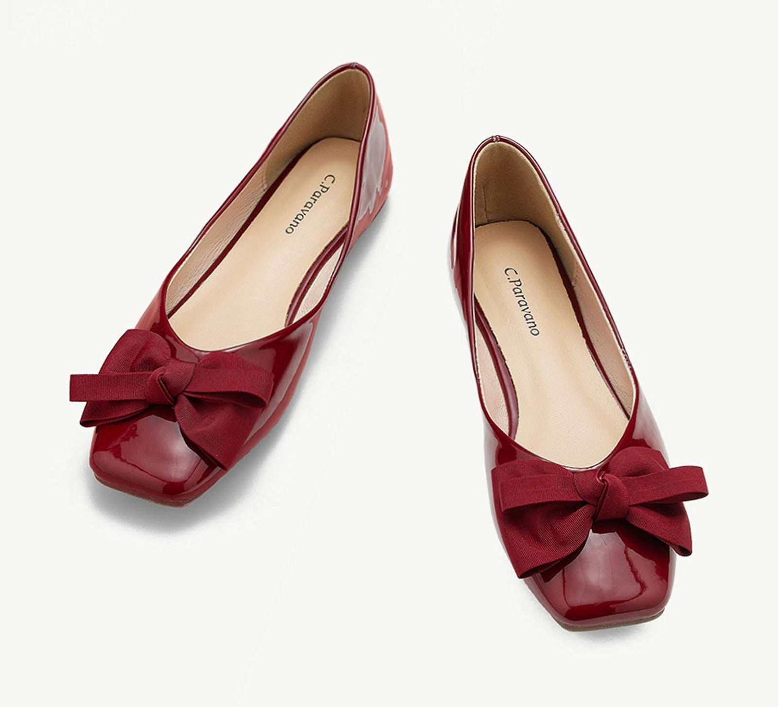 Bowknot Square Flats Patent Leather
