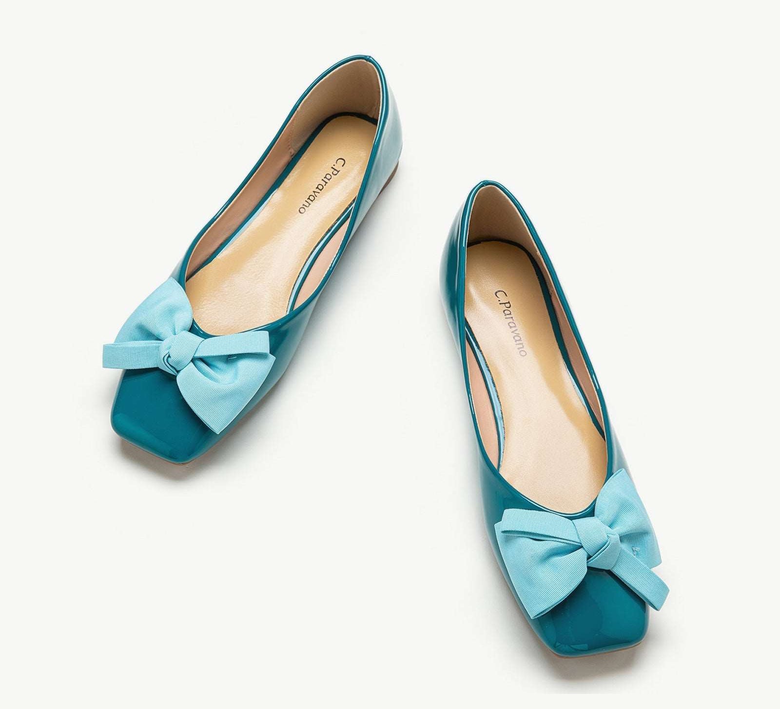 Bowknot Square Flats Patent Leather