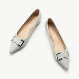 Metal Buckle Pointed Toe Flats (Aida)(SALE)