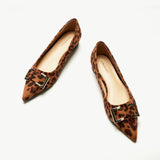 Metal Buckle Pointed Toe Flats (Aida)(SALE)