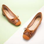 Brown Bowknot Low Heels Shoes