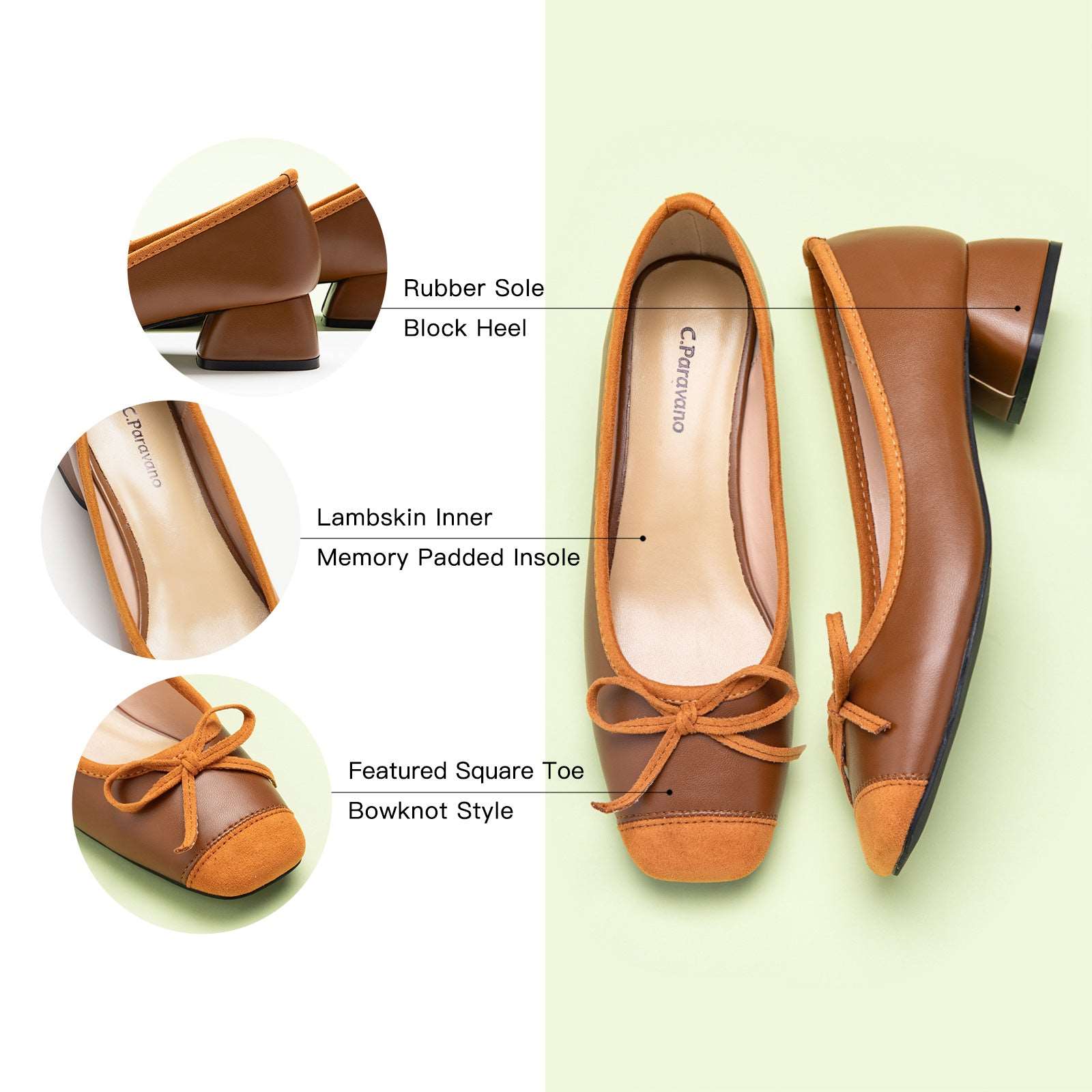 Step into timeless elegance with these brown low heels featuring a chic bowknot, perfect for a polished and refined look.