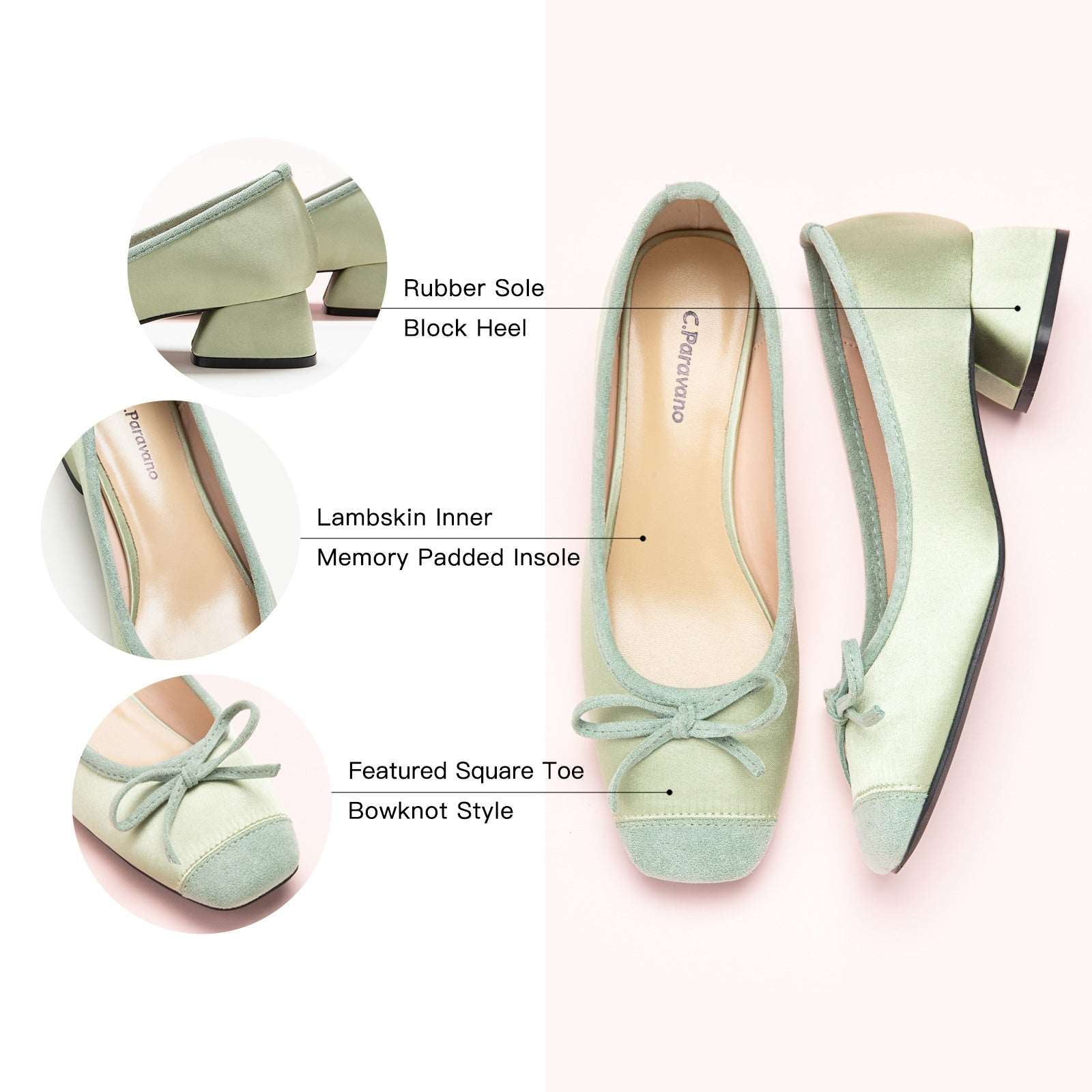 levate your style with these green bowknot low heels, offering playful elegance and a refreshing fashion statement