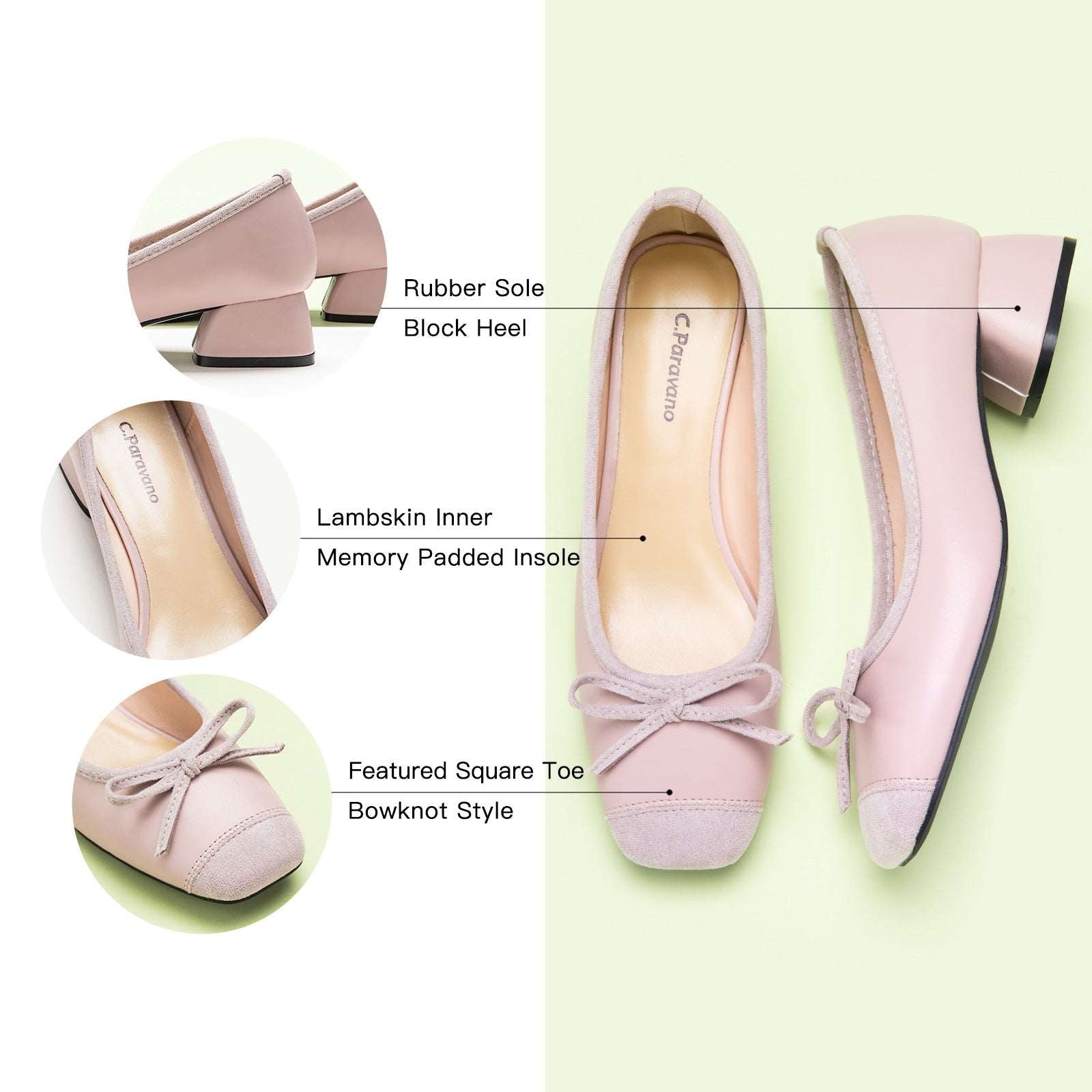 Elevate your style with these pink bowknot low heels, offering a perfect combination of comfort and feminine charm.