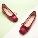 Red Bowknot Low Heels Shoes