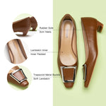 Brown Low Heels with a trapezoidal buckle, providing a cozy and stylish addition to your footwear collection