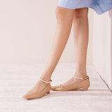 Ankle Pearl Chain Low Heel (Lucia) (SALE)