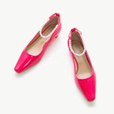Pearl Chain Low Heel (Lucia) Hot Pink