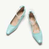 Pearl Straps Low Heel Mint