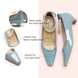 Ankle Pearl Chain Low Heel (Lucia) (SALE)