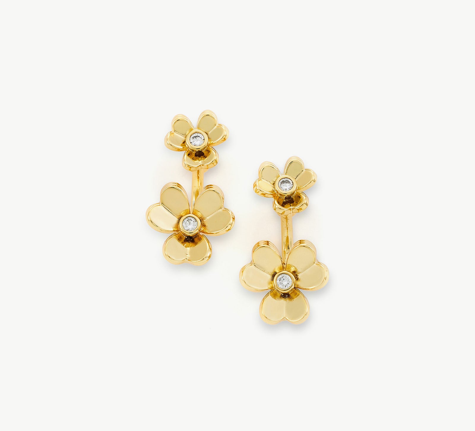 Hoop Earrings featuring double flower charms, a feminine and graceful addition to your jewelry collection for a touch of romance