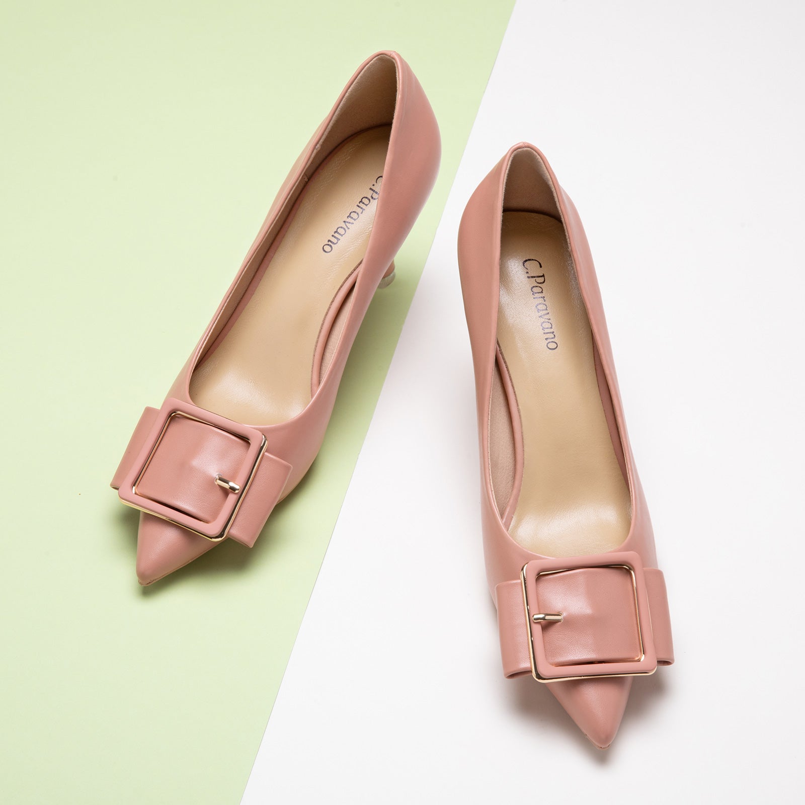  Pink Square Buckled Pumps, featuring delicate details for a polished and sophisticated style