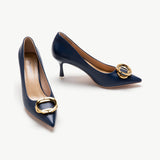 Stacked Metal Buckle Pumps (Olivia)(SALE)