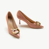 Stacked Metal Buckle Pumps (Olivia)(SALE)