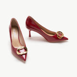 Stacked Metal Buckle Pumps (Olivia)(SALE)