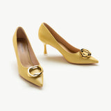 Stacked Metal Buckle Pumps (Olivia)(SALE)