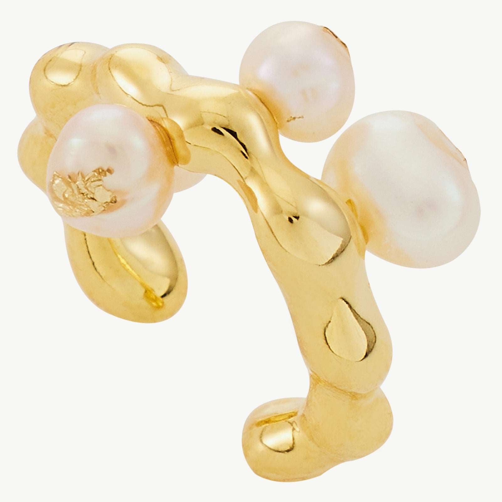 Gold Baroque Pearl Ear Cuff, a chic and contemporary choice that elevates your ear with a hint of golden elegance