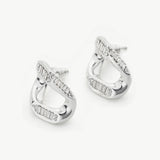 Silver Crystal Wavy Stud Earrings, featuring sparkling crystals in a wavy design for a lustrous and chic appearance.