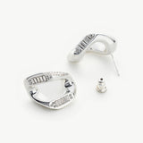 Crystal-adorned Wavy Stud Earrings in silver, a contemporary and stylish choice that complements your look with understated elegance