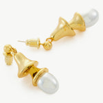 Pearl Drop Earrings in Gold, dynamically designed with gold circlets, these hoops offer a dynamic and eye-catching accessory for a bold and stylish appearance.