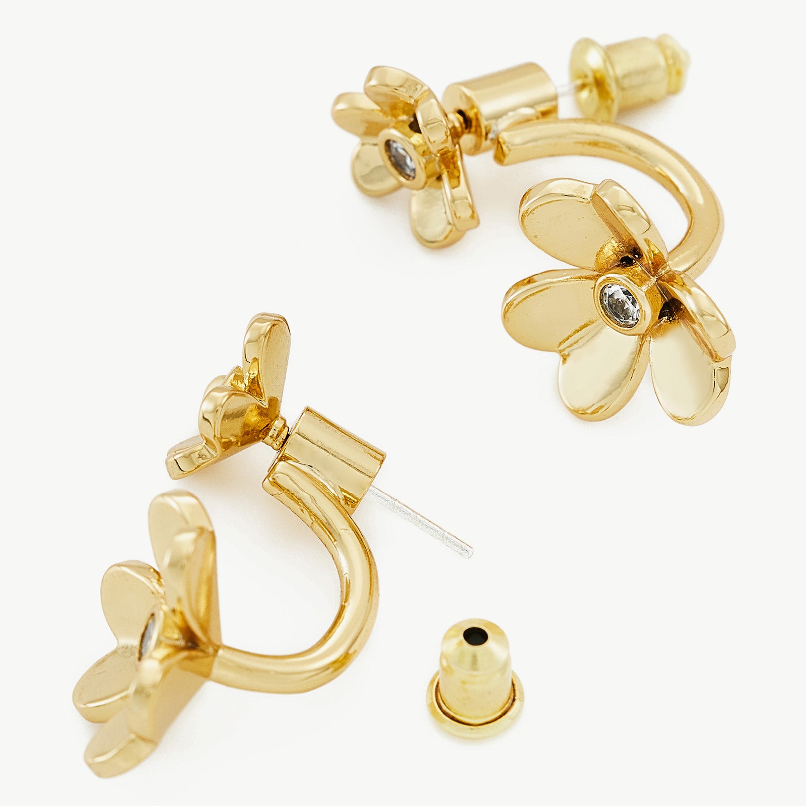 Hoop Earrings with delicate double flower charms, capturing the essence of nature's embrace in a chic and stylish design