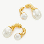Gold Double Pearls Earrings, a timeless accessory that combines classic pearls with a touch of modern glamour in radiant gold