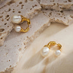 Gold Double Pearls Earrings, exuding grace and style with the lustrous pearls and golden accents, a perfect blend of elegance