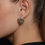 Heart Hoop Earrings in dazzling silver, featuring sparkling hearts that add a touch of glamour and sophistication to your look