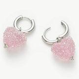 Shining Heart Hoop Earrings in Pink, a passionate accessory with glowing heart shapes, perfect for expressing your vibrant and feminine style.