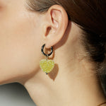 Yellow Elegance: Heart Hoop Earrings in Elegant Yellow, an elegant and stylish accessory that adds a touch of sophistication with heart-shaped hoops in a sunny and bright yellow hue.