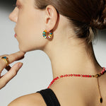 Multicolor Hoop Earrings showcasing a versatile palette, allowing you to mix and match with various outfits for a fun and dynamic fashion expression