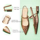 Pointed Toe Snakeskin Slingback Flats (Freya)