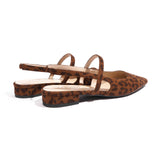 Pointed Toe Slingback Flats (Freya)(Leopard)