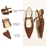 Pointed Toe Slingback Flats (Freya)(Leopard)