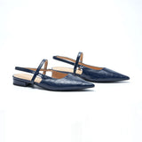 Pointed Toe Snakeskin Slingback Flats (Freya)