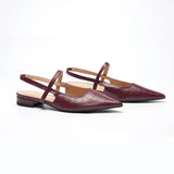 Pointed Toe Snakeskin Slingback Flats (Freya)