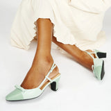 Bow Detail Colorblock Slingback Pumps (Jessica B)