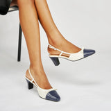 Bow Detail Colorblock Slingback Pumps (Jessica B)