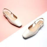 Square Toe Block Heel Slingback Sandals (Alyssa F)