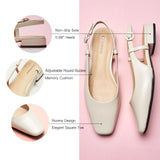 Square Toe Block Heel Slingback Sandals (Alyssa F)