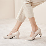 Mary Jane Block Heel Pumps (Jessica)(SALE)